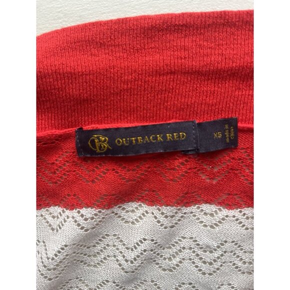 Outback Red XS Red Orange Pink Tan Crochet Knit Cardigan - Picture 4 of 6